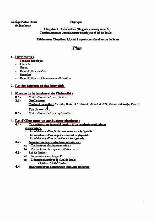 [PDF] 4 Loi dOhm pour un - Collège Notre-Dame de Jamhour