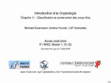 Introduction `a la Cryptologie - Chapitre 11 : Classification et