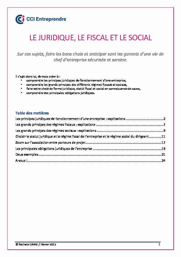 [PDF] LE JURIDIQUE, LE FISCAL ET LE SOCIAL - CCI Dordogne
