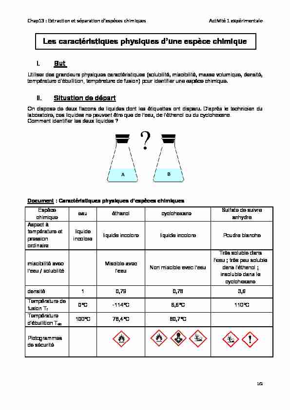 [PDF] Les caractéristiques physiques dune espèce chimique - AlloSchool