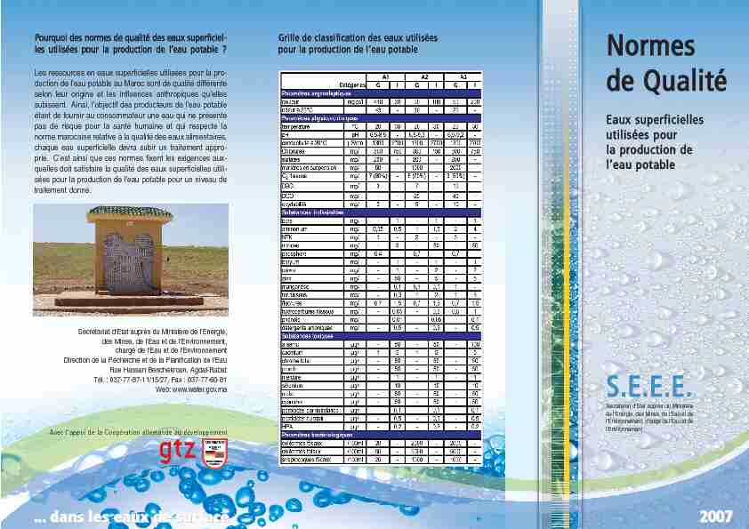 Normes de Qualité Les ressources en eaux  - eau-tensiftnet