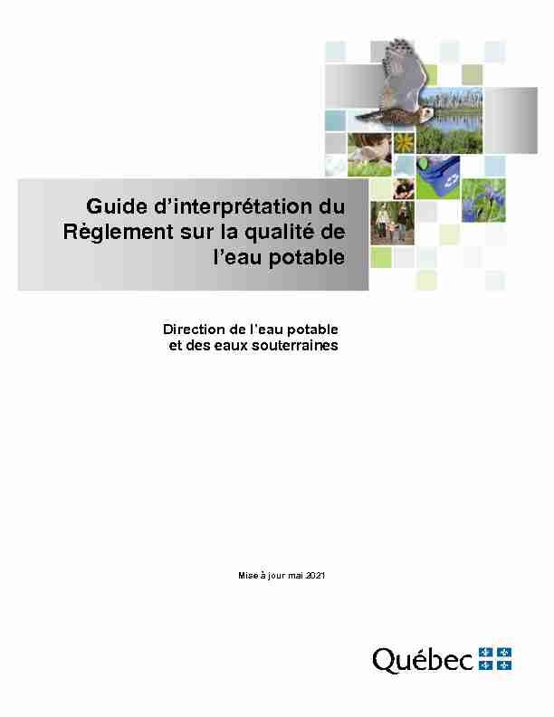 [PDF] Guide dinterprétation du Règlement sur la qualité de leau potable