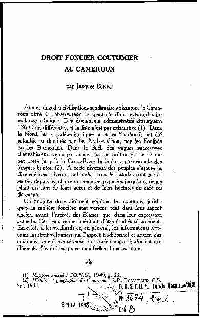 Droit foncier coutumier au Cameroun