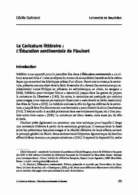 La Caricature littéraire : LÉducation sentimentale de Flaubert