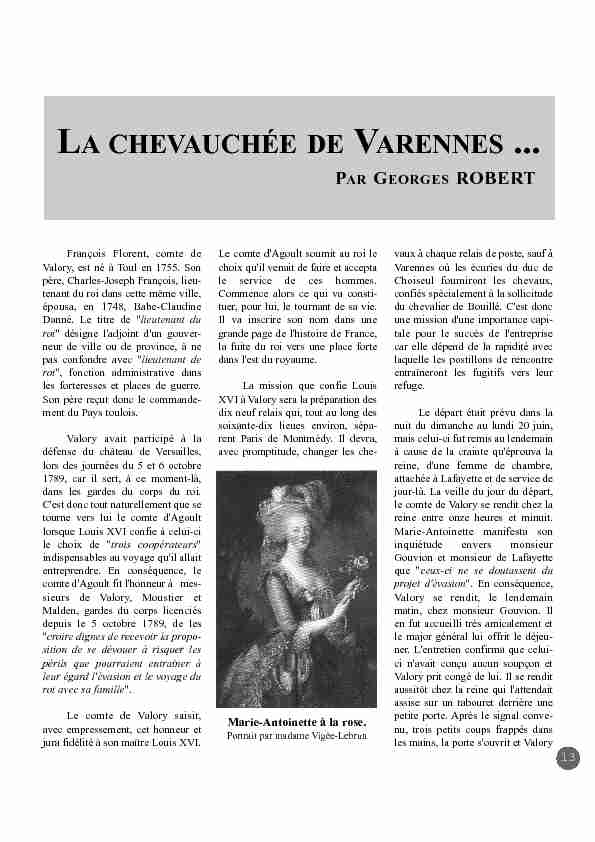 [PDF] LA CHEVAUCHÉE DE VARENNES  - Etudes Touloises
