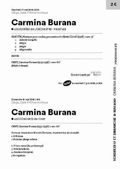 [PDF] Carmina Burana Carmina Burana - Orchestre Philharmonique Royal