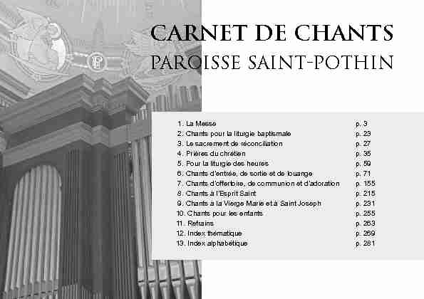 [PDF] CARNET DE CHANTS - Paroisse Saint-Pothin