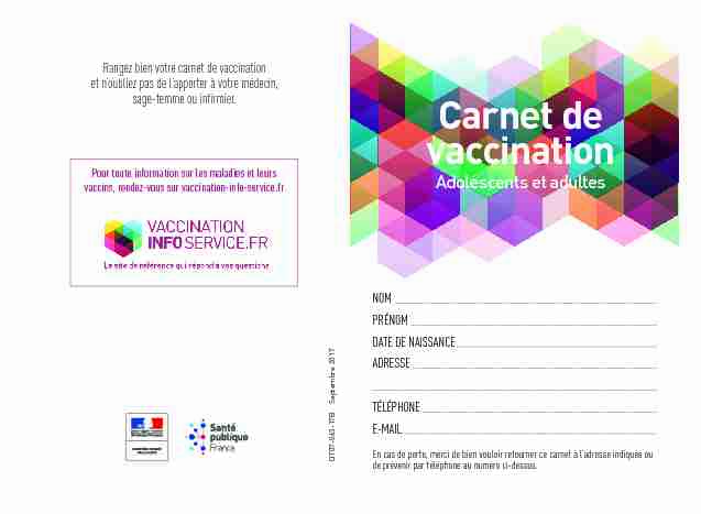 [PDF] Carnet de vaccination - Santé publique France