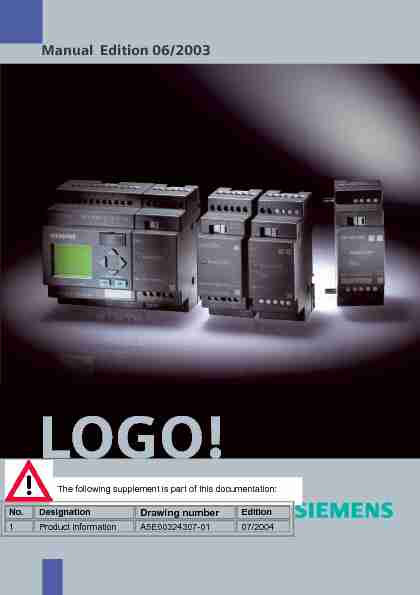 SIMATIC LOGO Manual - Siemens
