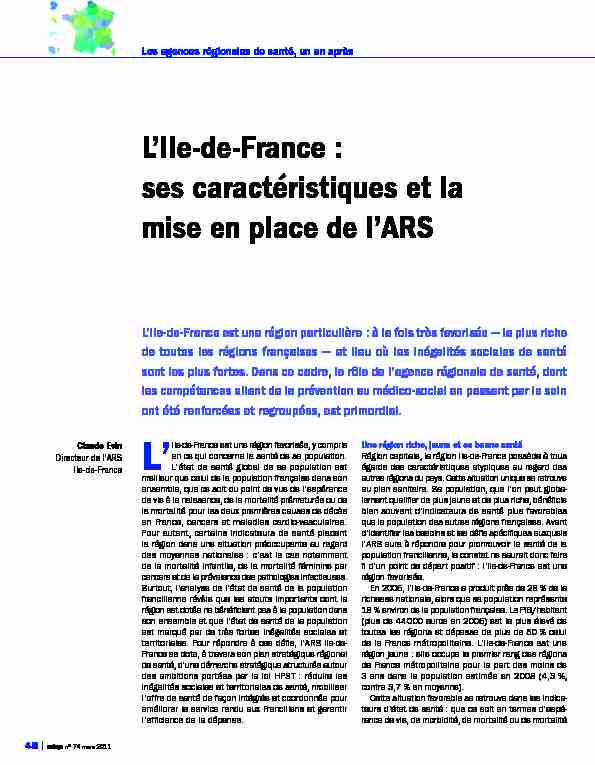 [PDF] LIle‑de‑France : ses caractéristiques et la mise en place de lARS