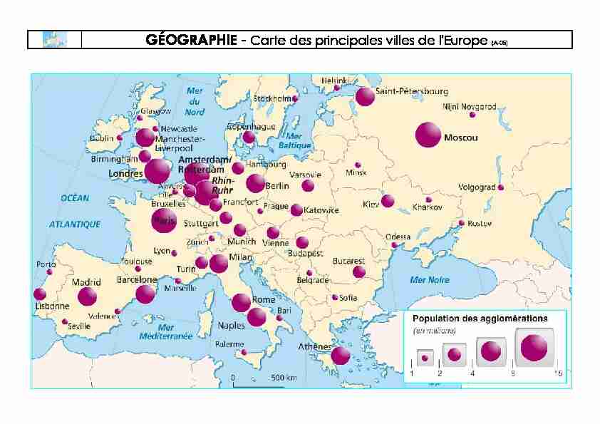 GÉOGRAPHIE - Carte des principales villes de lEurope (A-05)