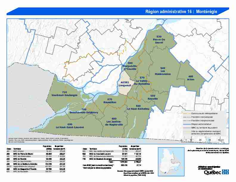 Région administrative 16 : Montérégie