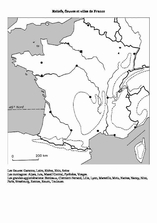 Reliefs fleuves et villes de France