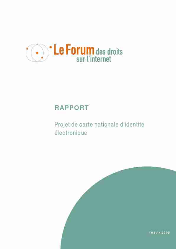 RAPPORT Projet de carte nationale didentité électronique
