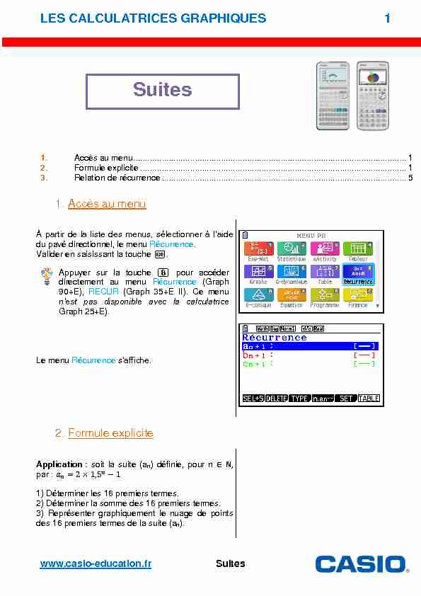 [PDF] Suites - Casio Education