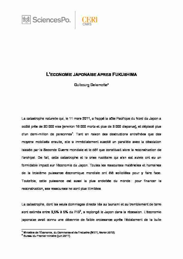 [PDF] Léconomie japonaise après Fukushima - Sciences Po