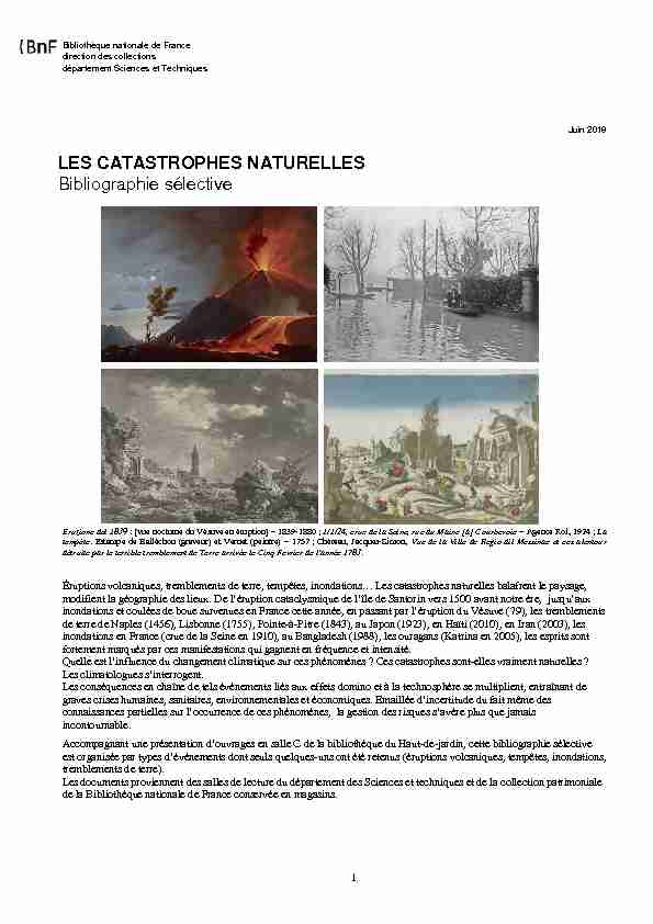 Les catastrophes naturelles - Bibliothèque nationale de France