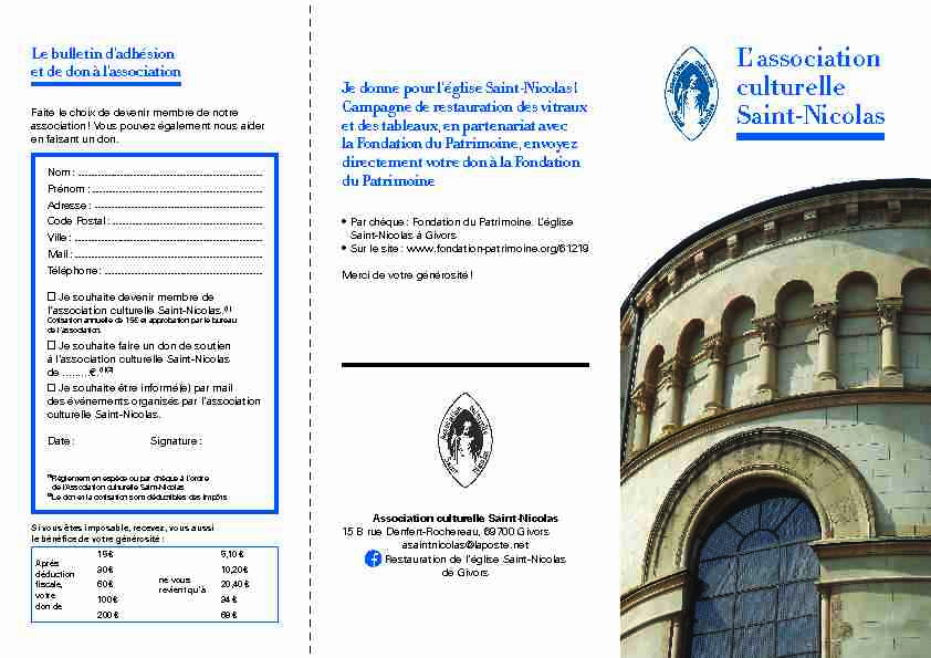 L association culturelle Saint-Nicolas