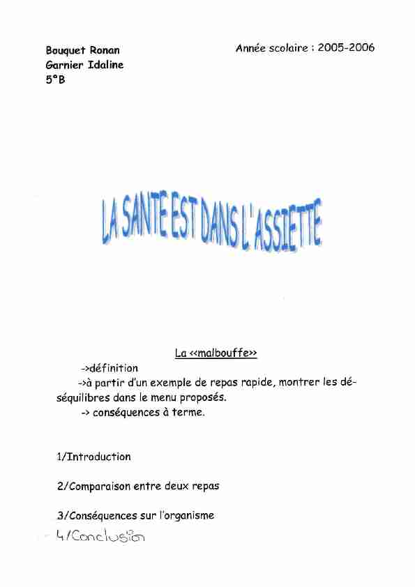 Searches related to la malbouffe définition PDF