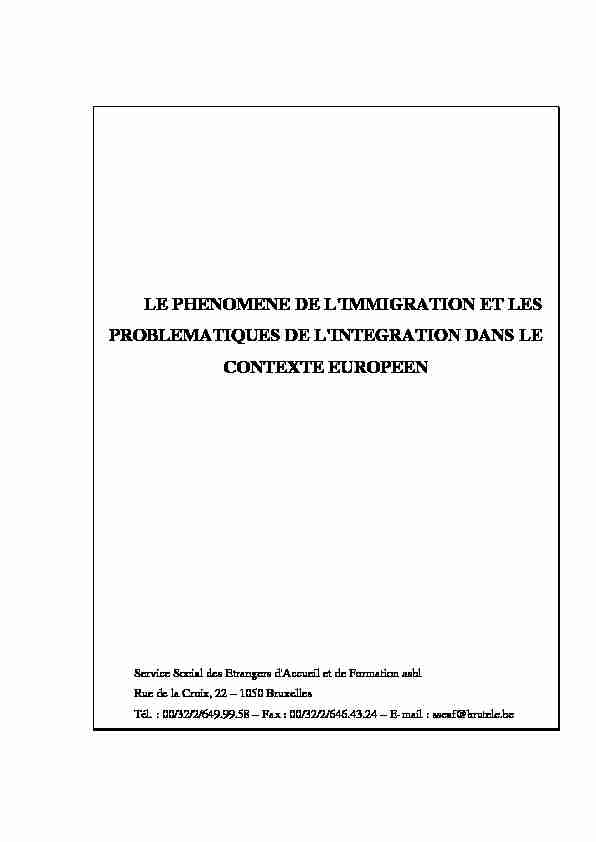 [PDF] LE PHENOMENE DE LIMMIGRATION ET LES PROBLEMATIQUES