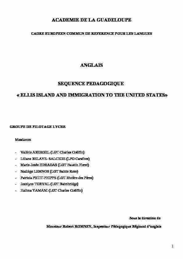 anglais sequence pedagogique « ellis island and immigration to the