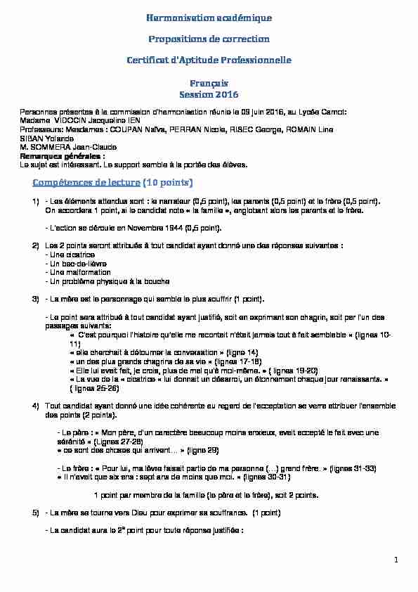 [PDF] Harmonisation académique Propositions de correction Certificat d