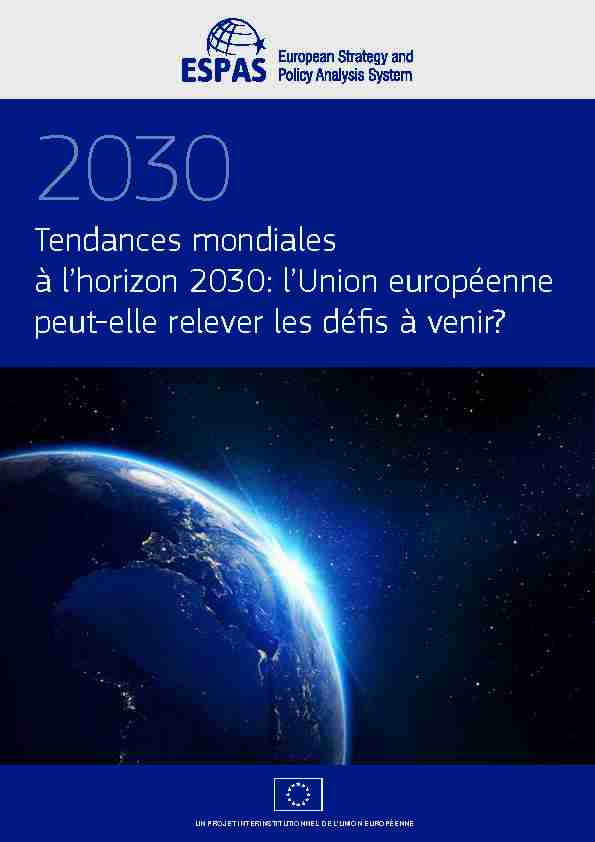 Tendances mondiales à lhorizon 2030: lUnion européenne peut