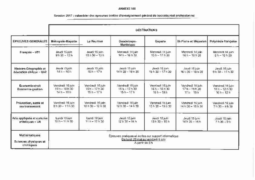 [PDF] Session 2017 : calendrier des épreuves écrites denseignement