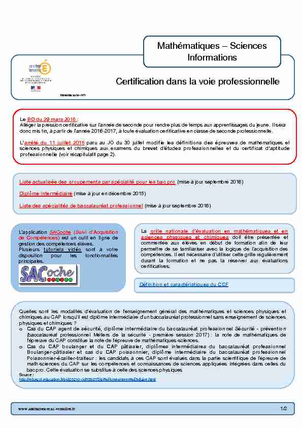 [PDF] Certification dans la voie professionnelle Mathématiques – Sciences