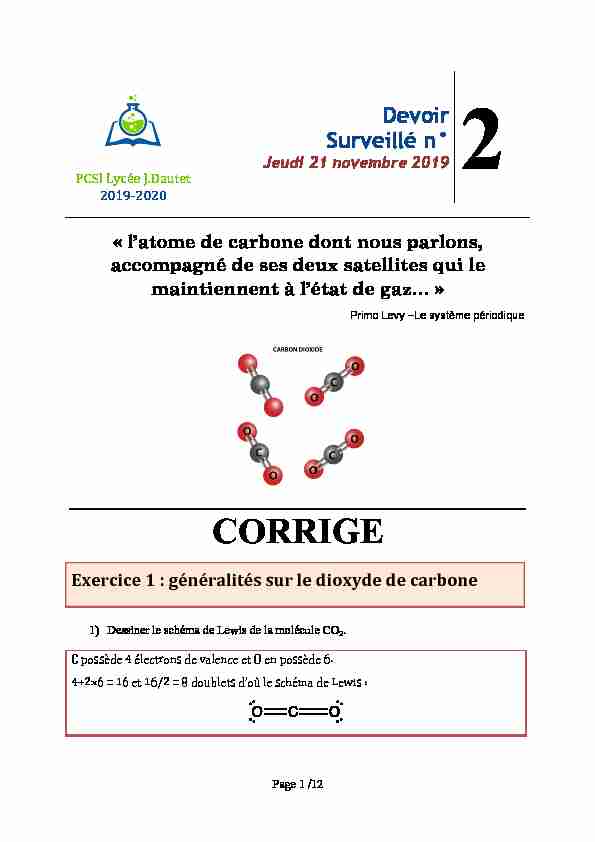 [PDF] CORRIGE - Chimie en PCSI