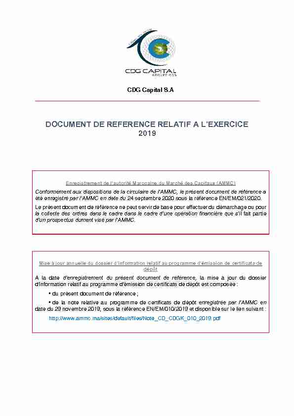 DOCUMENT DE REFERENCE RELATIF A LEXERCICE 2019
