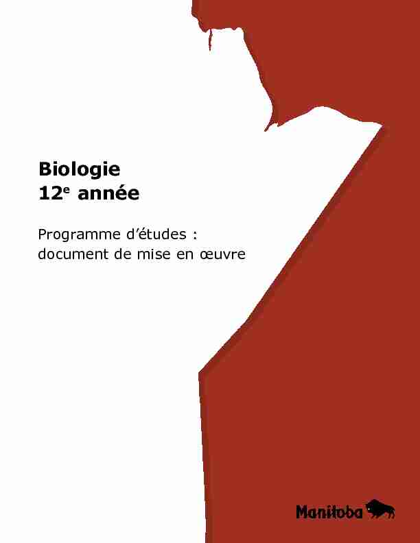 Biologie 12e année - Programme détudes : document de mise en