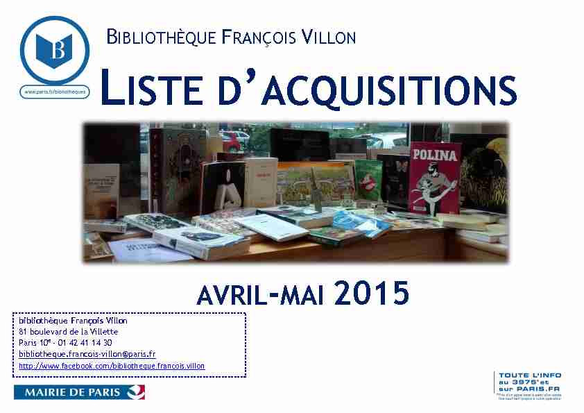 LISTE DACQUISITIONS