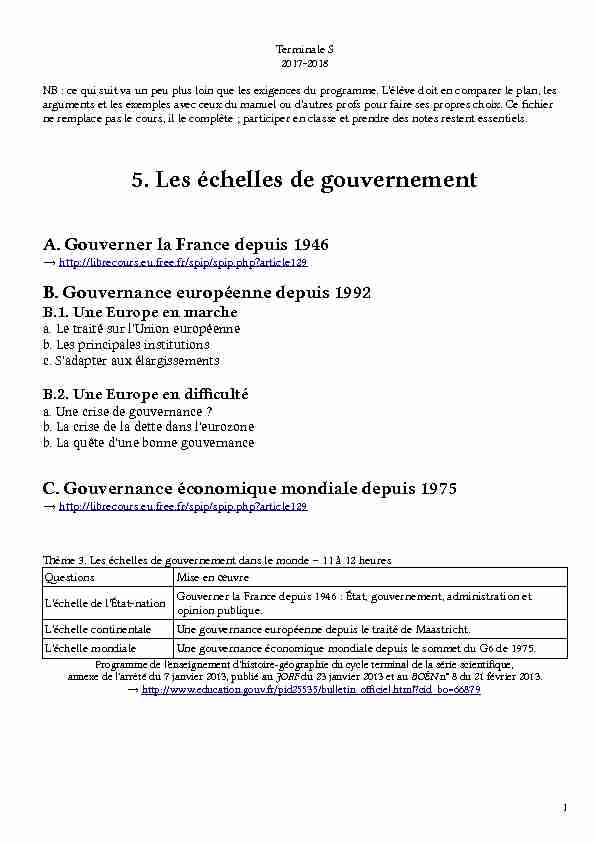 Gouvernance européenne depuis 1992