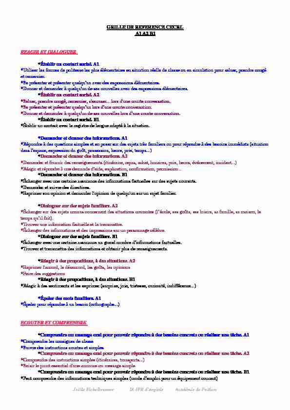 [PDF] descripteurs A1,A2 B1 - Espace pédagogique - Académie de Poitiers