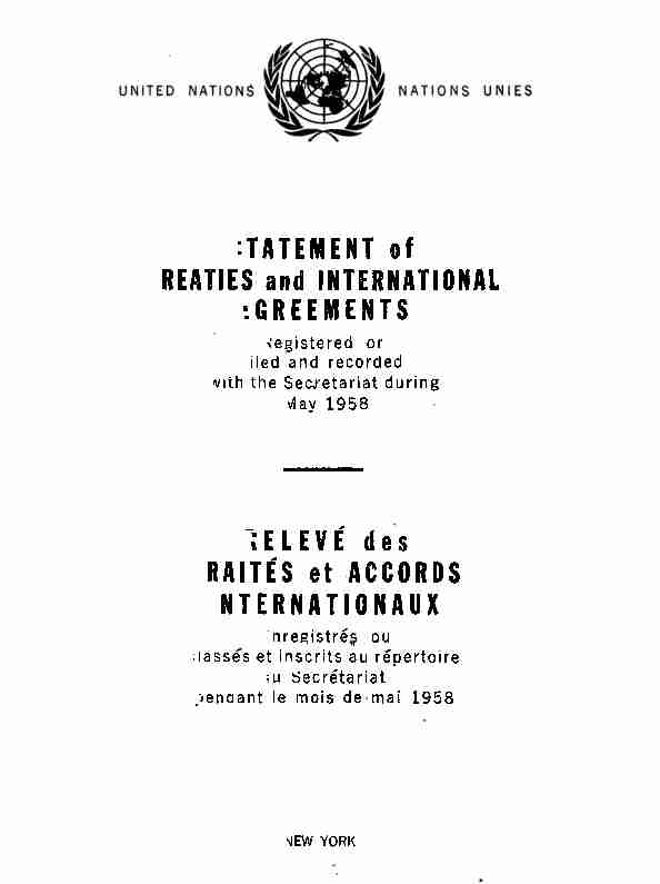 STATEMENT of TREATIES and INTERNATIONAL AGREEMENTS