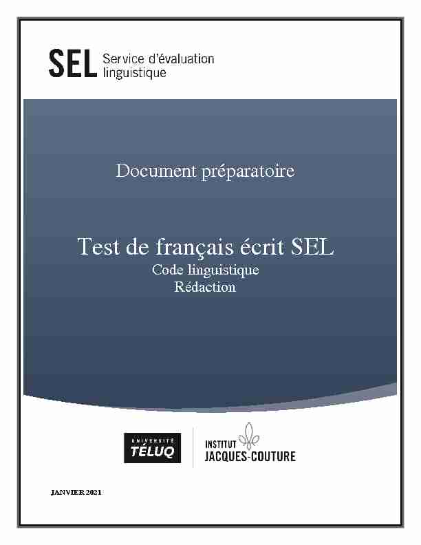 [PDF] Document préparatoire au test de français écrit SEL - TELUQ