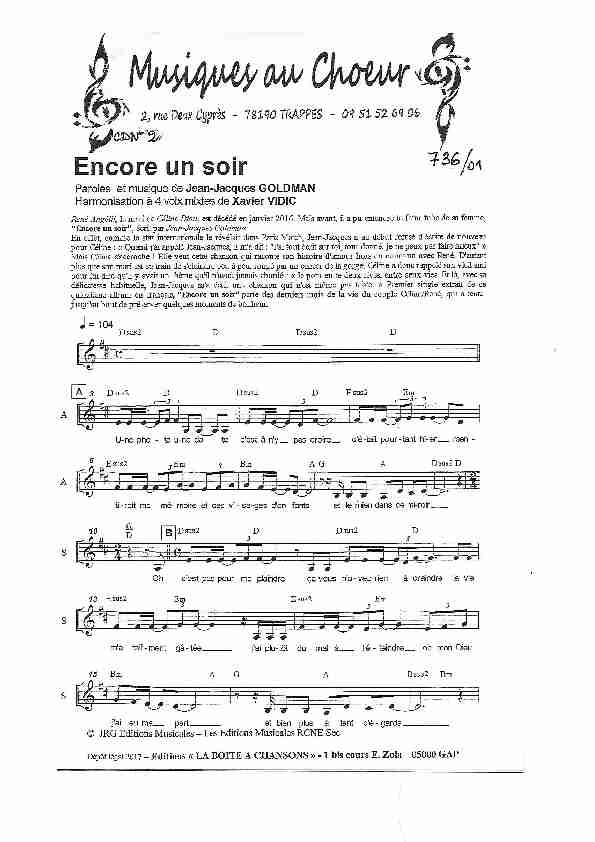 Encore un soir - Céline Dion - Partitions - La Boîte à chansons