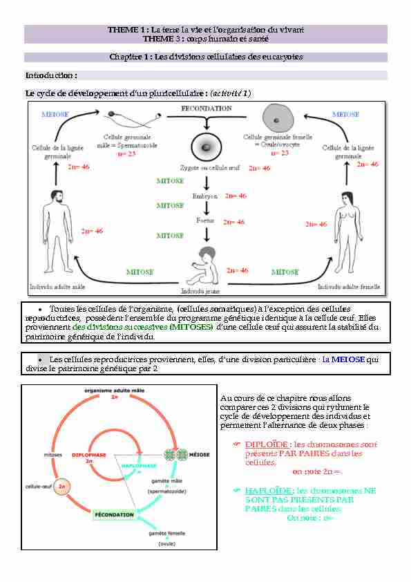 [PDF] cours mitose meiose