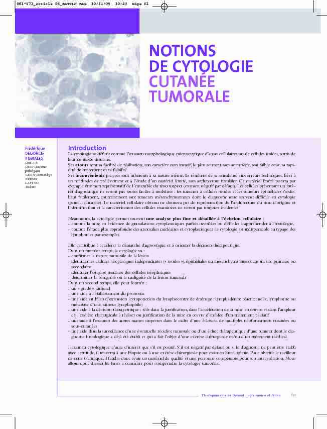 [PDF] notions de cytologie cutanée tumorale - Lapvso