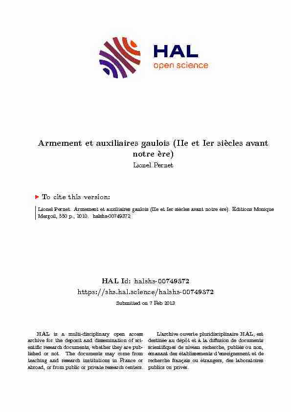 [PDF] Armement et auxiliaires gaulois - HAL-SHS