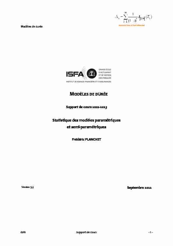 [PDF] Statistique des modèles paramétriques - Ressources actuarielles