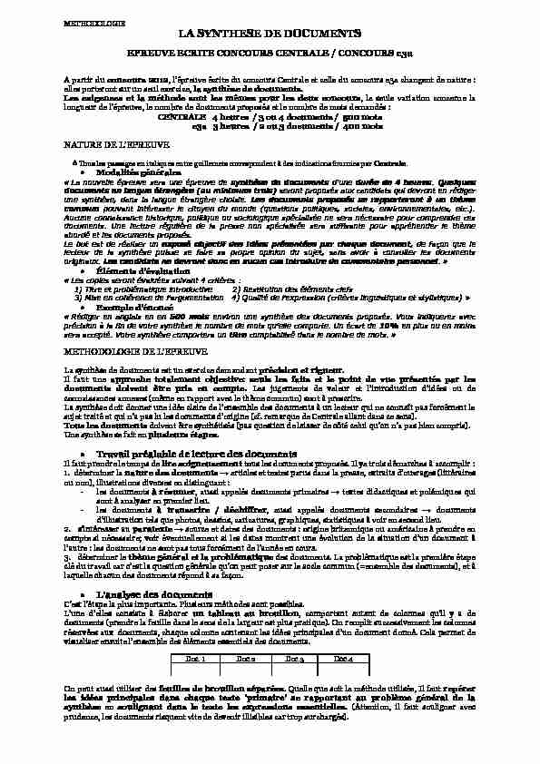 [PDF] LA SYNTHESE DE DOCUMENTS - UPLS