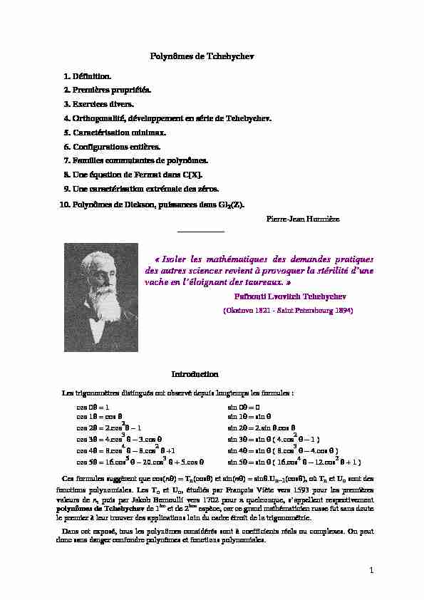 [PDF] Polynômes de Tchebychev