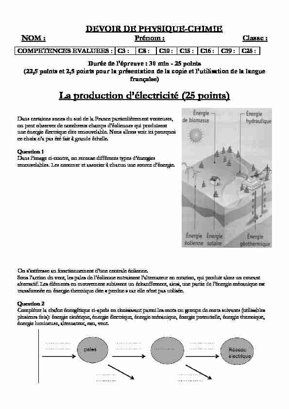 [PDF] La production délectricité (25 points)