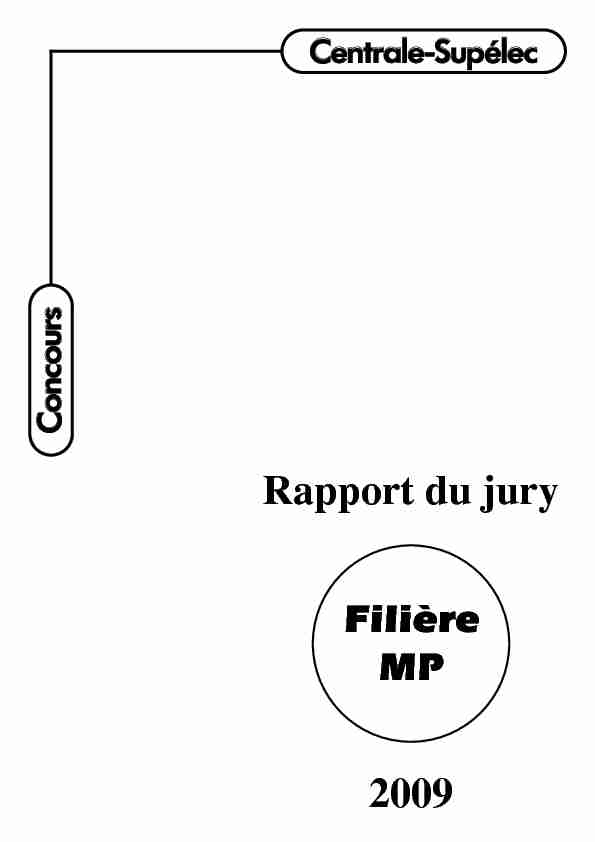 Rapport du jury 2009 - Filière MP