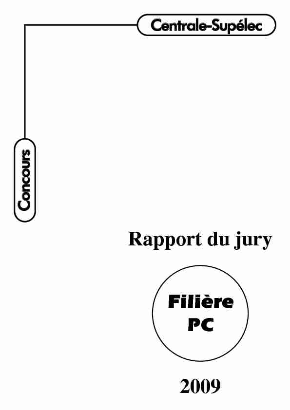 [PDF] Rapport du jury 2009 - Filière PC - concours Centrale-Supélec