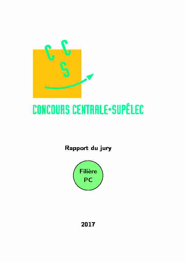 Rapport du jury Filière PC 2017
