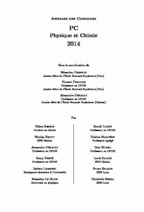 [PDF] PC 2014 - Physique et Chimie
