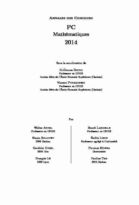 [PDF] PC 2014 - Mathématiques